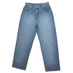 Vintage 90s Jeans Blue Asphalt High Rise Wide Leg Size 11